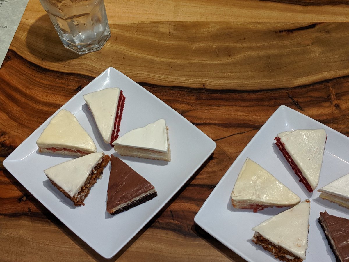 SwansonLexie's tweet photo. Went for cake tasting yesterday! #RedVelvet #Tuxedo #Strawberry #Carrot #Lemon #UpperCrustChico https://t.co/8Rf6G8PSkj