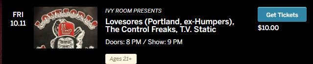 Breaking: 2nd show added in Albany <a href="/ivyroomalbany/">ivy room</a> with TV Static and the Control Freaks!  #eastbay #bayareashows #PUNKLIVES2019 #ivyroom #pdxmusic #SFbay #rocknroll #humpers