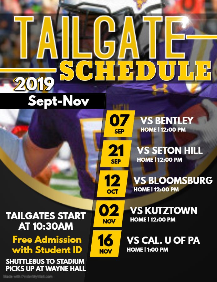 PA_D2_Football's tweet photo. *** ANNOUNCEMENT ***
Retweet & Spread the Word!
Who? All WCU Students
What? WCU π Student Tailgate
When? Saturday 9/7 at 10:30 AM
Where? Farrell Stadium
Cost? Free with WCU Student ID
#PackFarrellStadium for the WCU πHome/Season Opener at Noon.
#WCURamsFootball #RamsUp https://t.co/I8CWAu8vkM
