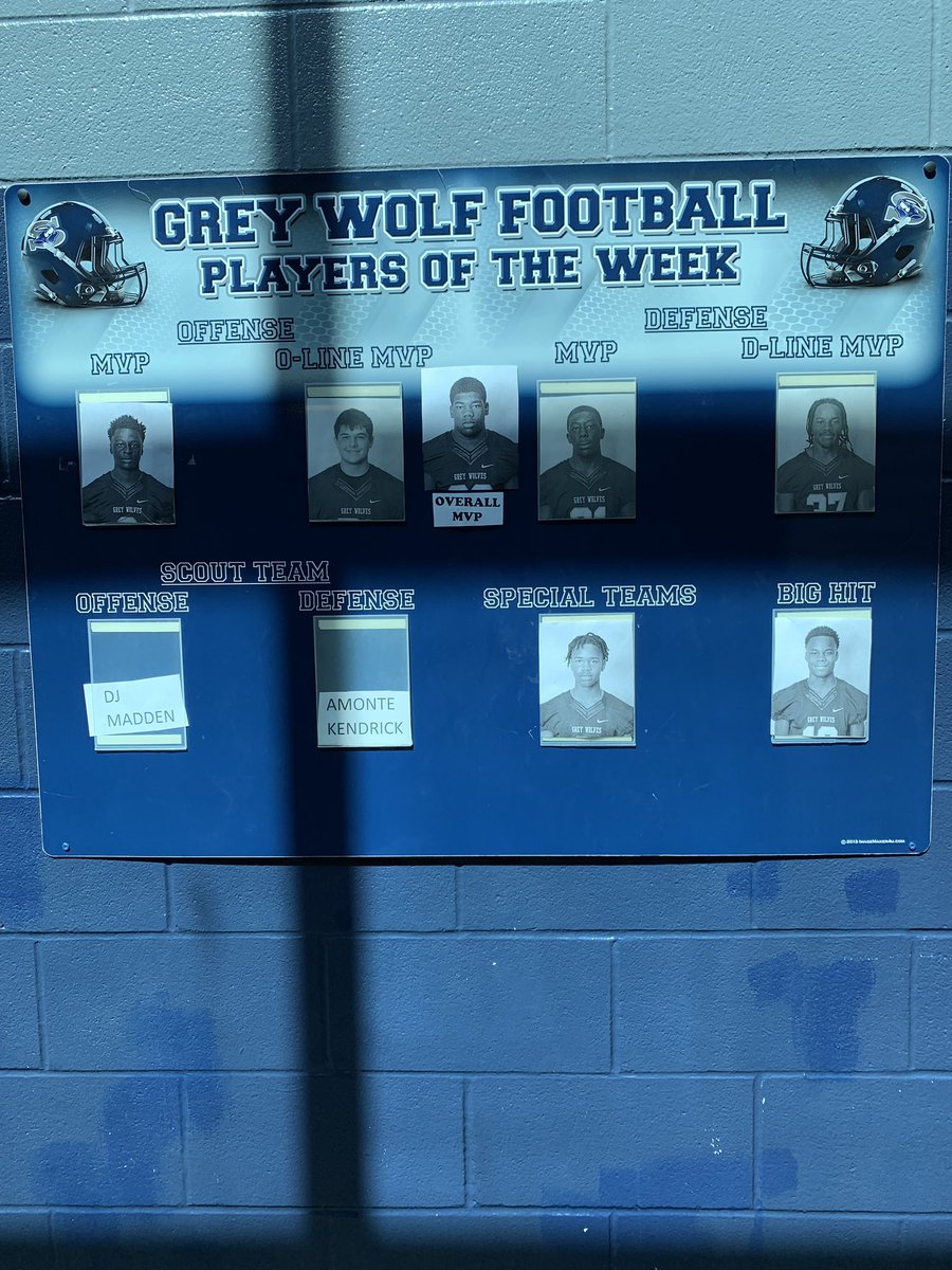 Congratulations to our players of the week! #GreywolfFootball#Shoemaker