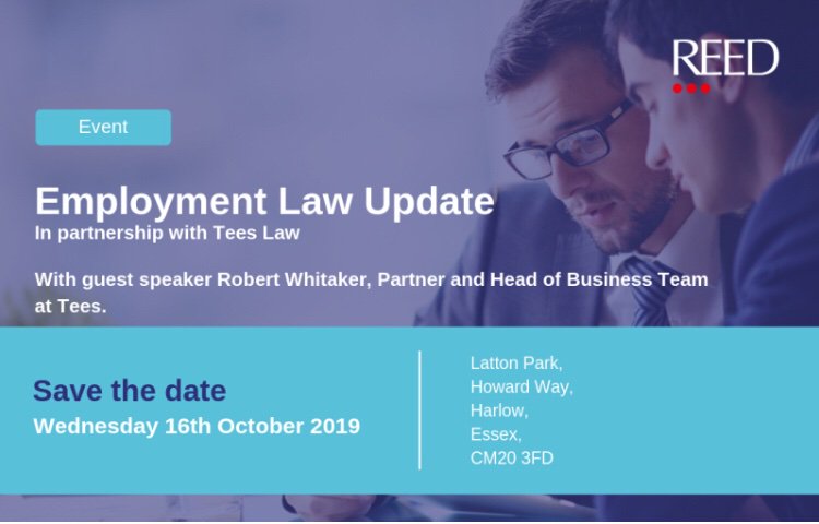 Save the date !
Working in partnership with Tees Law , Reed HR would like to invite you to this forthcoming breakfast seminar.
If you would like to attend this popular event please contact me via LinkedIn.
Phone : 01279 456051 
helen.walker@reedglobal.com
#reedhr #employmentlaw
