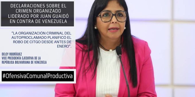 JessicVasco's tweet photo. #Conoce las declaraciones ofrecidas por la vicepresidenta ejecutiva, @drodriguezven en torno al crimen organizado liderado por Juan Guaidó en contra de #Venezuela, #SomosCuba #SomosContinuidad https://t.co/oKRfXBrYBu