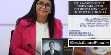 #Conoce las declaraciones ofrecidas por la vicepresidenta ejecutiva, <a href="/drodriguezven/">Delcy Rodríguez</a> en torno al crimen organizado liderado por Juan Guaidó en contra de #Venezuela, #SomosCuba #SomosContinuidad