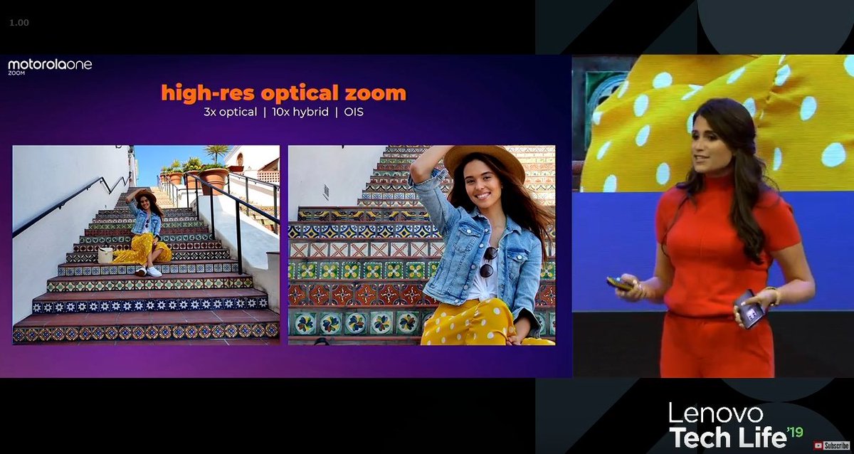 tmonther's tweet photo. #MotorolaOneZoom announced! 48MP main camera with #OIS,  an 8MP #telephoto camera with 3x optical #zoom, 10x hybrid zoom, and OIS, a 5MP #depth camera for those #bokeh effects, and a 117 degree ultra-wide camera
#LenovoTechLife #IFA19 #LenovoIN #Smarter #Tech https://t.co/93jrdDkPco