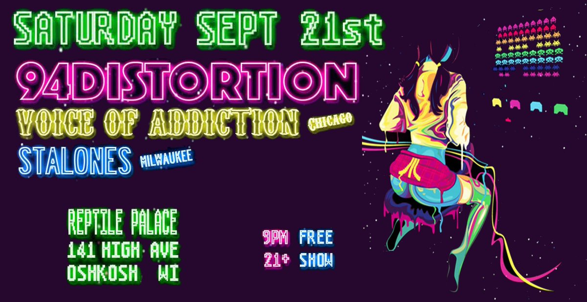 VOArockers's tweet photo. SAT 9/21 Oshkosh WI #FREE @94Distortion @VoArockers #Stalones https://t.co/97MBVa6xEF at @reptile_palace #VOA #punkrock #punktours #livemusic #punkband #DIY #punk #chicagoPunk #WBPpunkshows #oshvegas https://t.co/9z1kiwcJ15