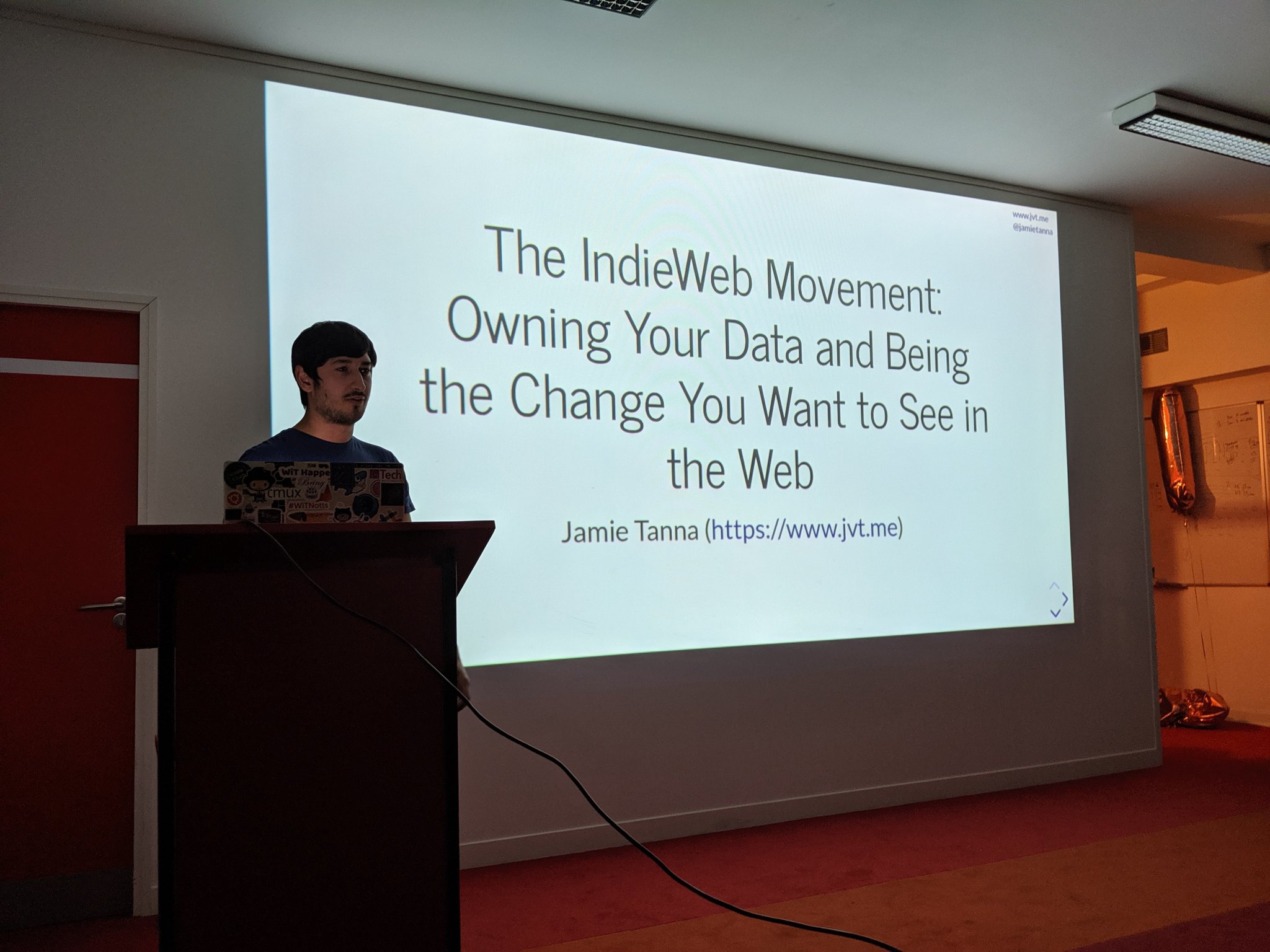 Jamie Tanna speaking about the IndieWeb
