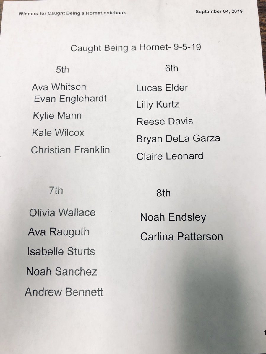 WienkeKatie's tweet photo. Our new process of “Caught Being A Hornet” to acknowledge positive student behavior at East Prairie started today! Congratulations to these students who were rewarded by staff during the lunch hour today! #tuscolakind #caughtbeingahornet #eprocks https://t.co/9BxqyS11KP