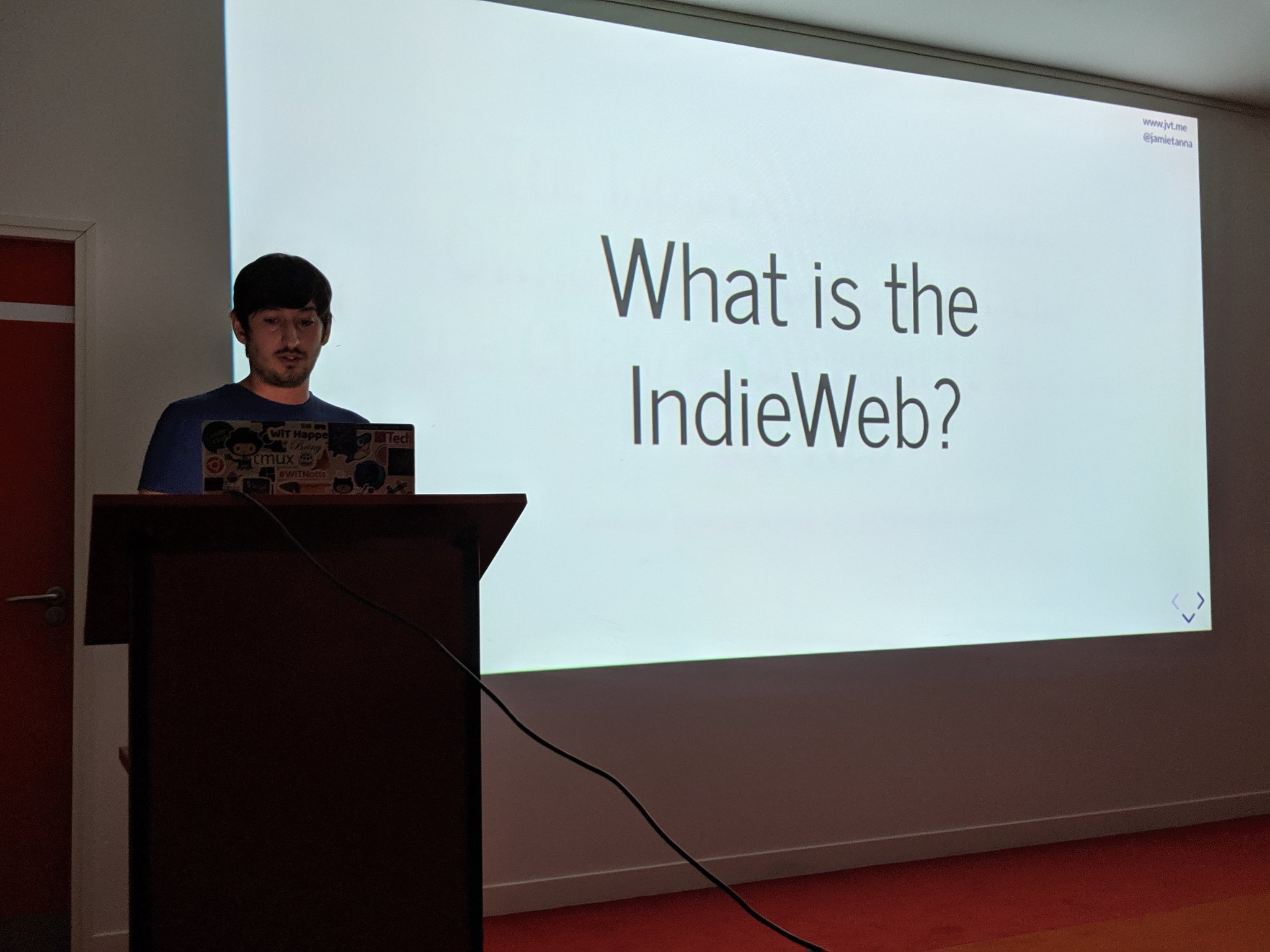 Jamie Tanna speaking about the IndieWeb