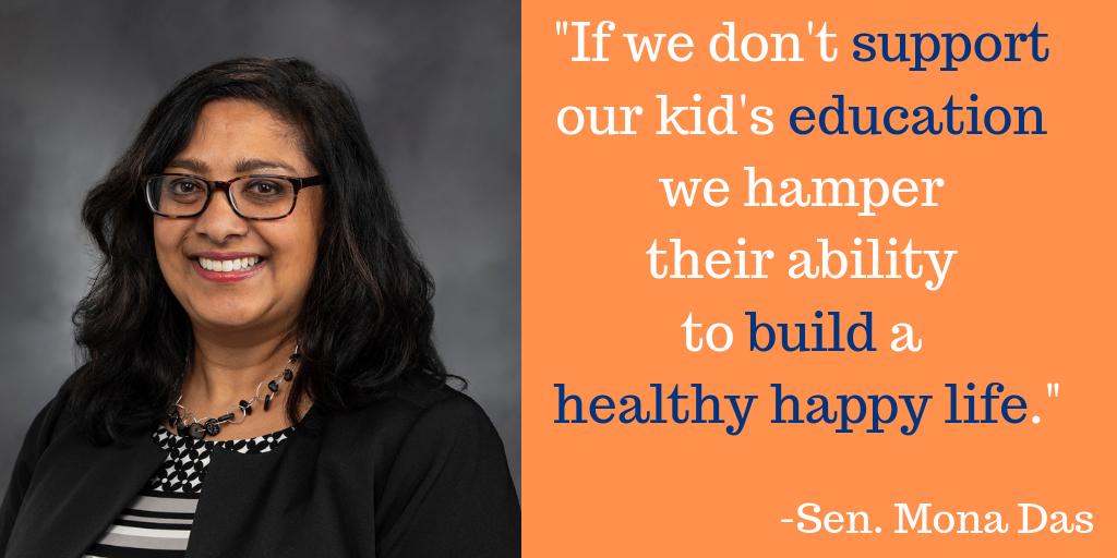 SupportWASchool's tweet image. "If we don't fight to support our kids getting an education, we hamper their ability to earn an income &amp;amp; build a healthy happy life for the future." That's why Sen. @MonaDas supported so many bills last session to help our students! #waleg #waedu