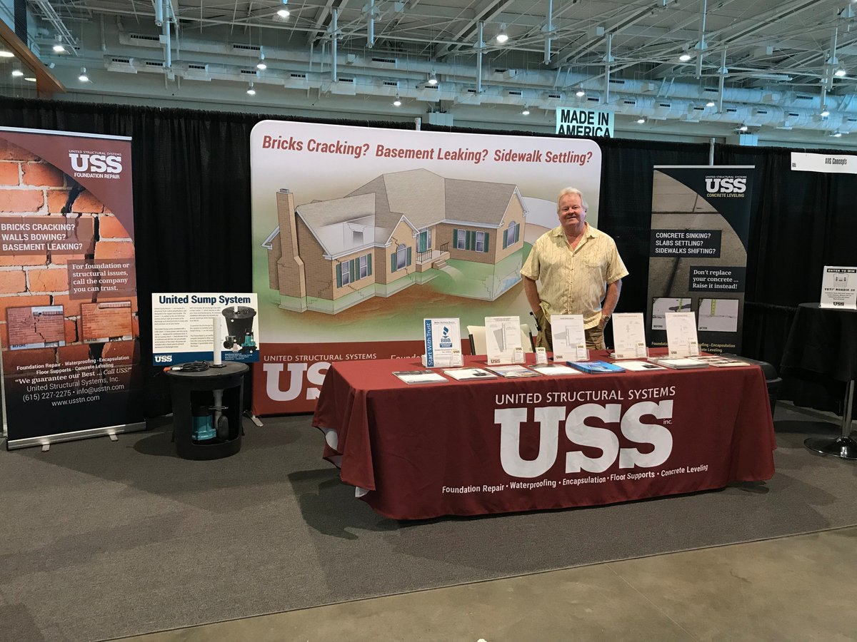 USS_TN's tweet photo. We are all setup &amp; ready to go for the @NashHomeShow running tomorrow through Sunday! 

Be sure to stop by the USS booth (#601) to register to WIN a YETI Roadie Cooler!

#nashhomeshow #nashville #foundationrepair #waterproofing #concreteleveling #homeimprovement https://t.co/gp12zcGQBO