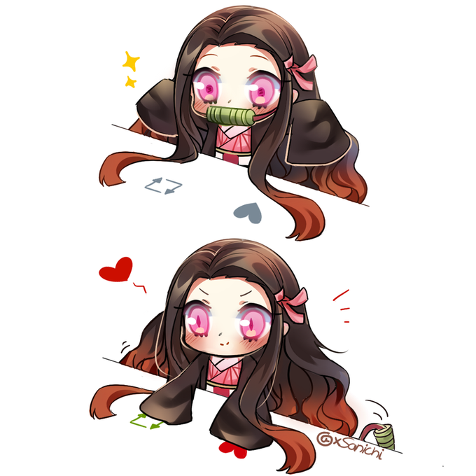 xSanichiさんがTwitterに投稿した竈門禰豆子(鬼滅の刃)のイラスト。