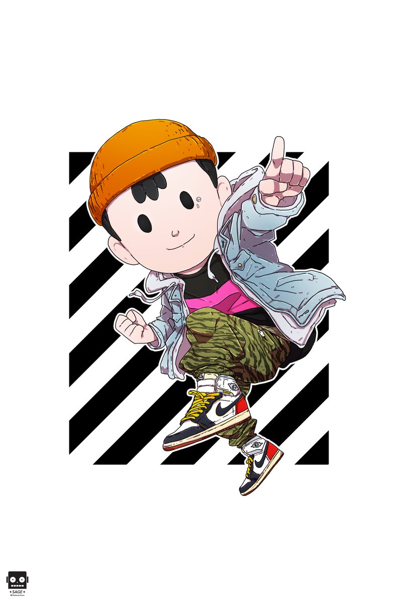 TheBeantoes's tweet photo. Ness from my #Streetwear x #Smashbros series! Featuring: AJ1 Union x LA Black Toe sneakers. #fanart https://t.co/TfJRfuIVB3