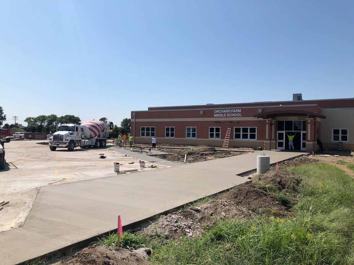 OrchardFarmRV's tweet image. The sidewalks have been poured at #OFMS #PropR