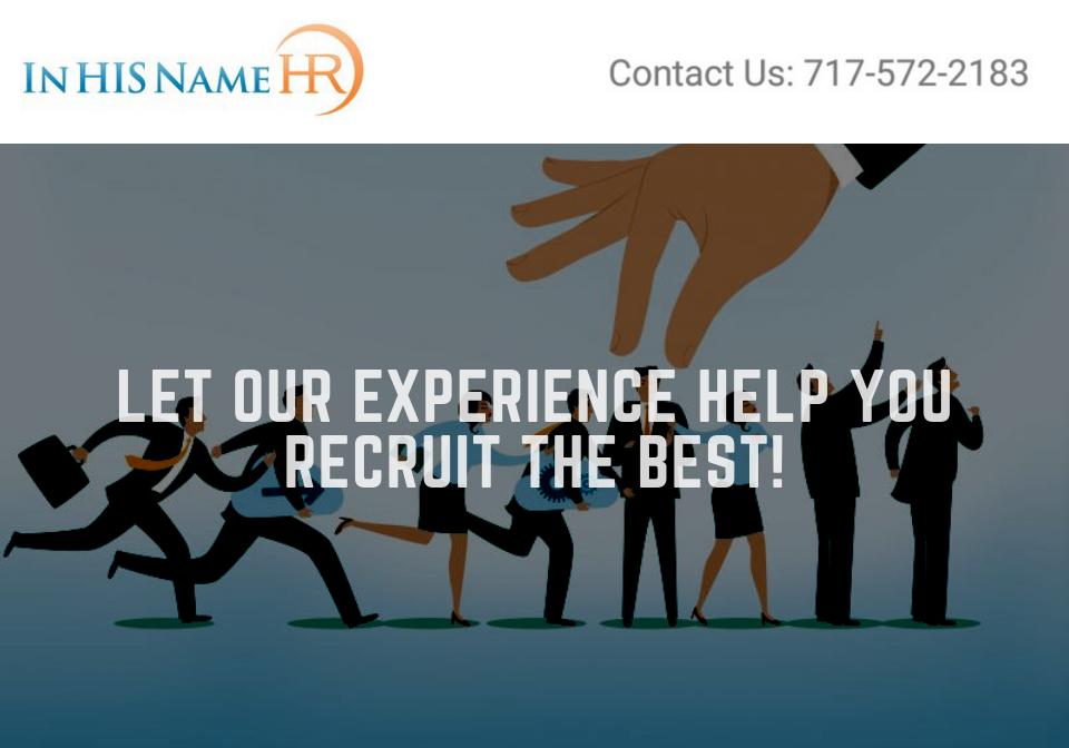 InHISNameHR's tweet image. Let our experience help you recruit the best!
#HumanResources #HR 
#HumanResourcesHelp #HumanResourcesConsulting