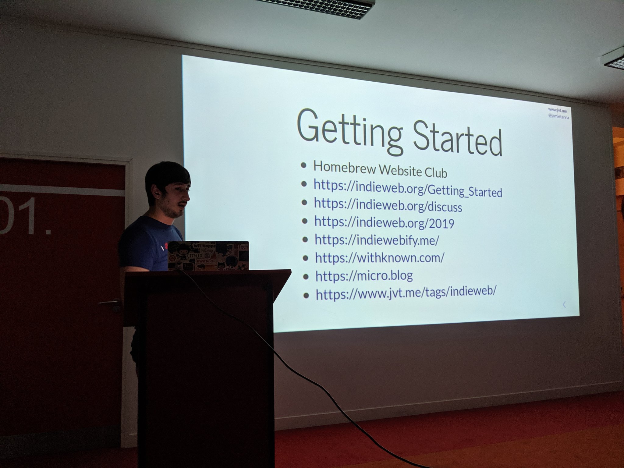 Jamie Tanna speaking about the IndieWeb