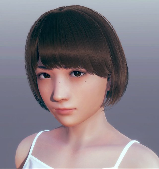 作りにくい丸顔チャレンジ。あと、アイシャドウはあるんだけどアイラインも引けるといいなぁ。
#AI少女 