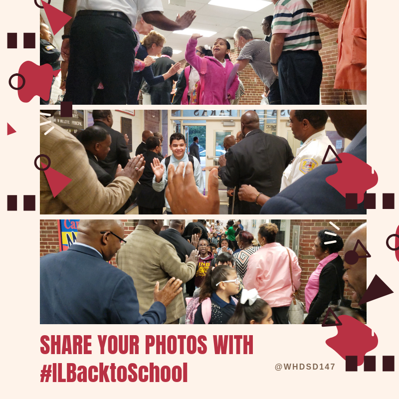 ISBEnews's tweet photo. High fives and cheers all around for the first day of school in @whdsd147! We love seeing your back to school photos with #ILBacktoSchool https://t.co/EXRVmjesiz
