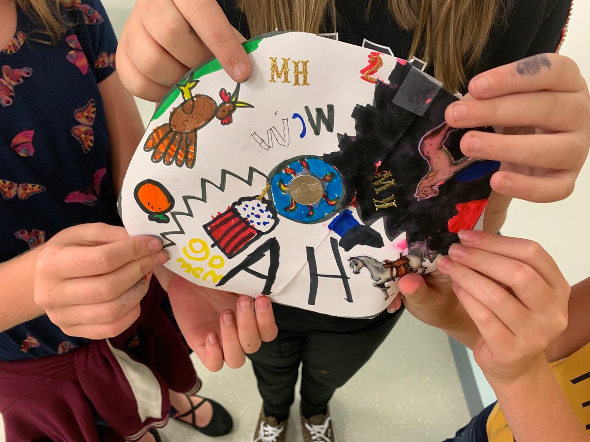 KakouWest7's tweet photo. Today our students made individual shields reflecting on their individual strengths and talents. This was one of my favorites! Three students working together to have their shields connect! Like the Spartans! #makemoormanmagic @MCM6thGrade #shelbycountythinksbigger #together https://t.co/aOPbMzCYi8