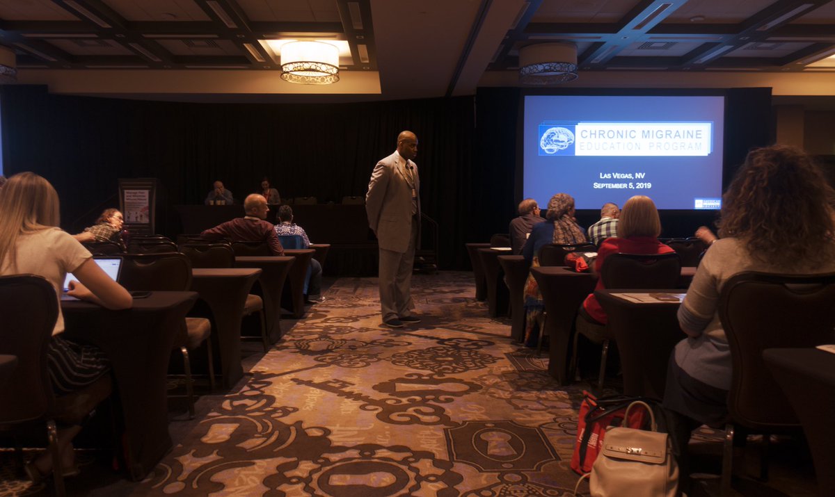 PAINWeek's tweet photo. Just part 1 of American Headache Society’s Migraine Education Program!
Presented by Larry Charleston IV (MD, MSC, FAHS), Scott Powers (PhD, ABPP, FAHS), and Nina Riggins (MD, PhD)
#painweek #painweek2019 #painawarenessmonth #americanheadachesociety #migraineeducation https://t.co/B5WLk3f1V3