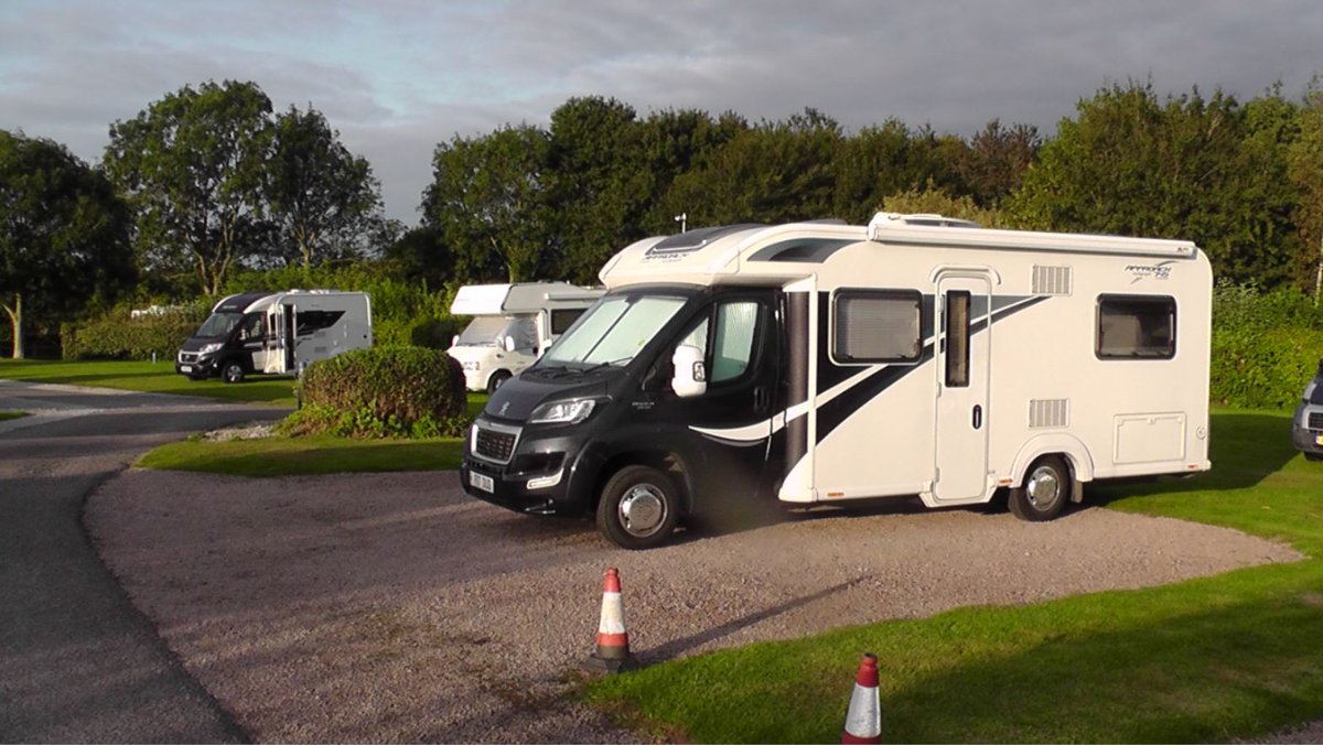 Parked up at <a href="/candmclub/">Caravan and Motorhome Club</a> Black Horse Farm site Folkestone. We're on a ferry pitch - cheating, really, because we're going through the Tunnel 😀