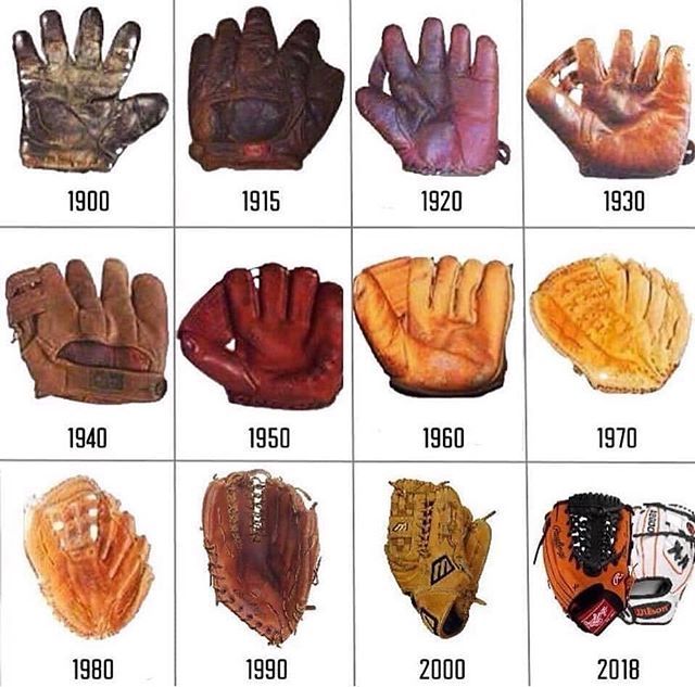 baseball gloves through the years