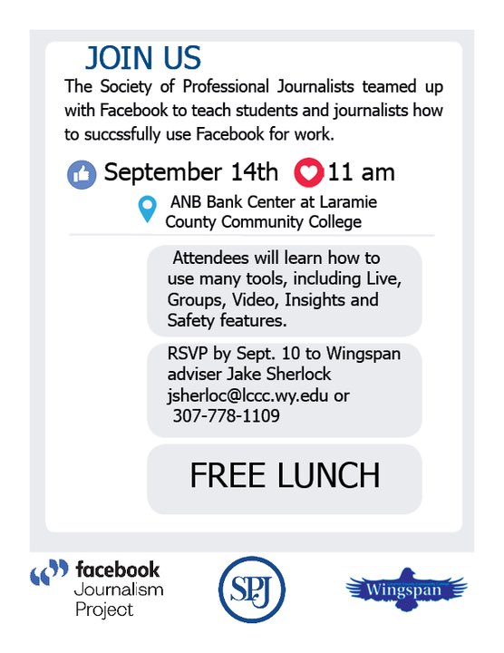 lcccwingspan's tweet photo. Hey LCCC, FREE LUNCH!! And while you’re eating learn how to successfully use Facebook for your career!! https://t.co/GAKJxpaePg