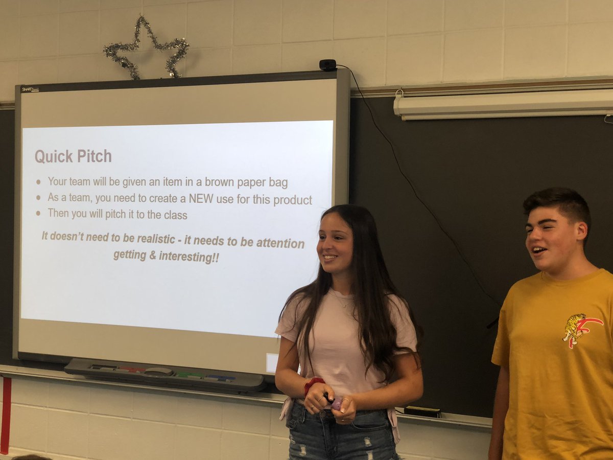 MsG_Farrell's tweet photo. The start of this year’s Virtual Enterprise firm.  Quick Pitch a mystery item.  #outoftheboxthinking #futurebusinessleaders @POBJFK @pobjfkve @POBBusiness https://t.co/jwSF8RBuBf