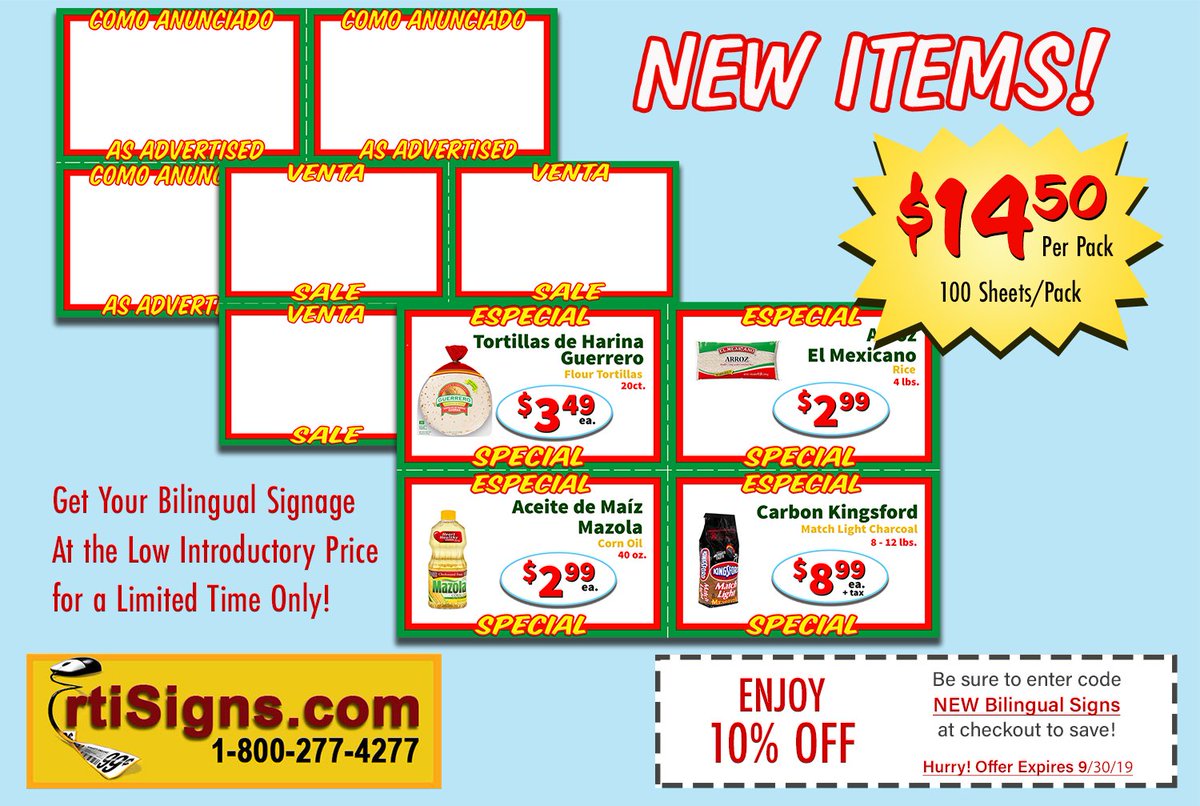 rtisigns's tweet image. Place your order for our NEW #bilingual #signage featuring #Spanish &amp;amp; #English at rtiSigns.com
