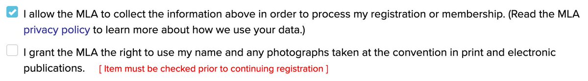 clboyles's tweet image. Hi, @MLAnews! Why does MLA conference registration require participants to give away rights to their name and image? What was the thought process behind this decision?

#MLA members, how does this make you feel? @femtechcollect #transformdh #dhpoco #femdh #survdh