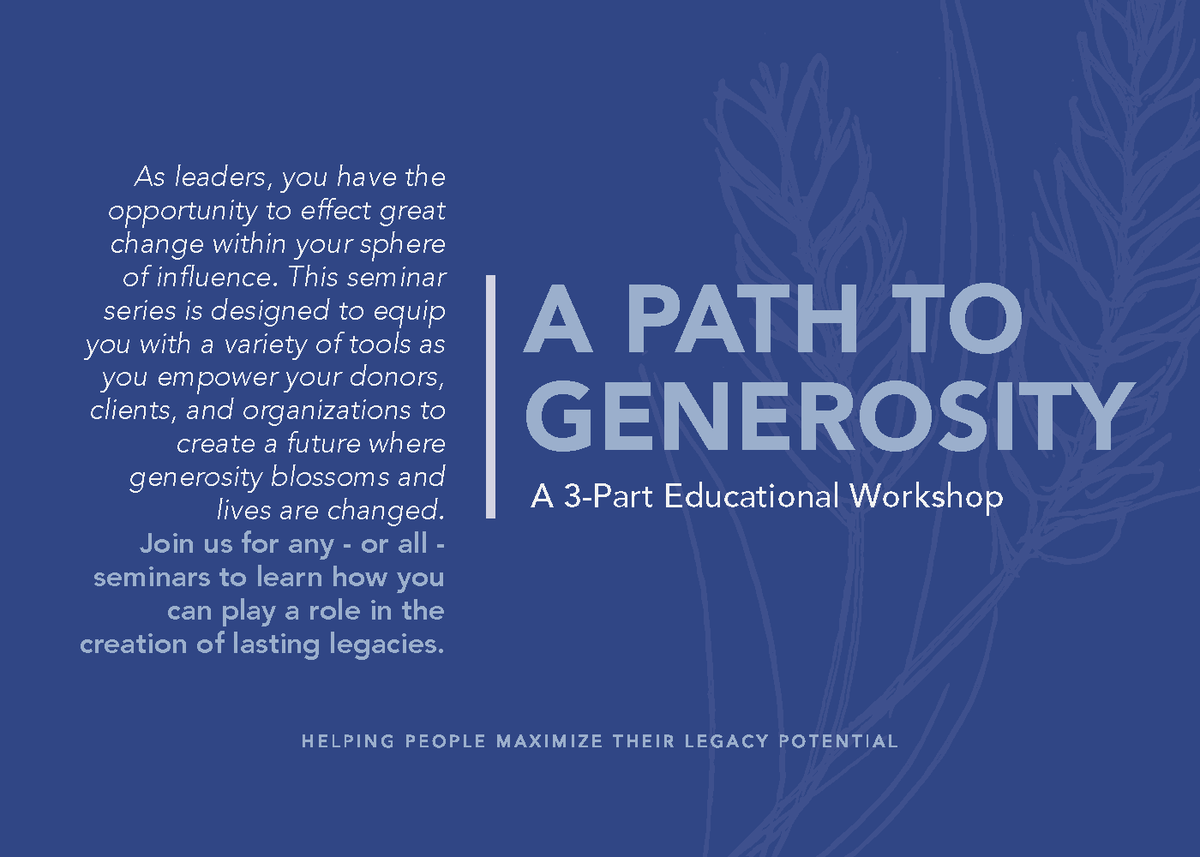 GiftPlanningLLC's tweet photo. You're Invited!  Come join us in exploring A Path To Generosity, a 3-part Educational Workshop this fall!

RSVP on our website: https://t.co/z5aUXMThLw or at admin@giftplanningservices.com https://t.co/9UK89LyhOR