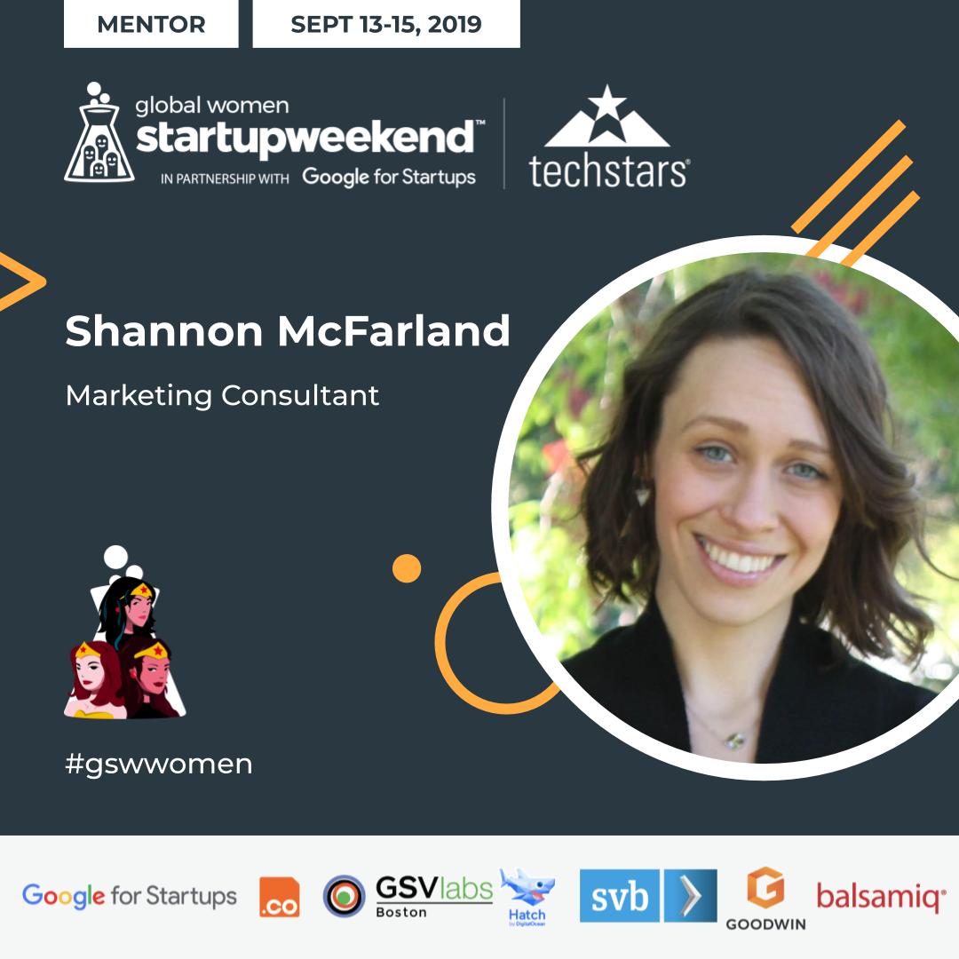 SWBoston's tweet image. As one of the mentors at #SWWomenBoston, @shanmcf will be helping teams craft their messaging and marketing strategy! Her mission is telling true stories with good ideas. 

Meet her from September 13th to 15th! #gswwomen #womenintech