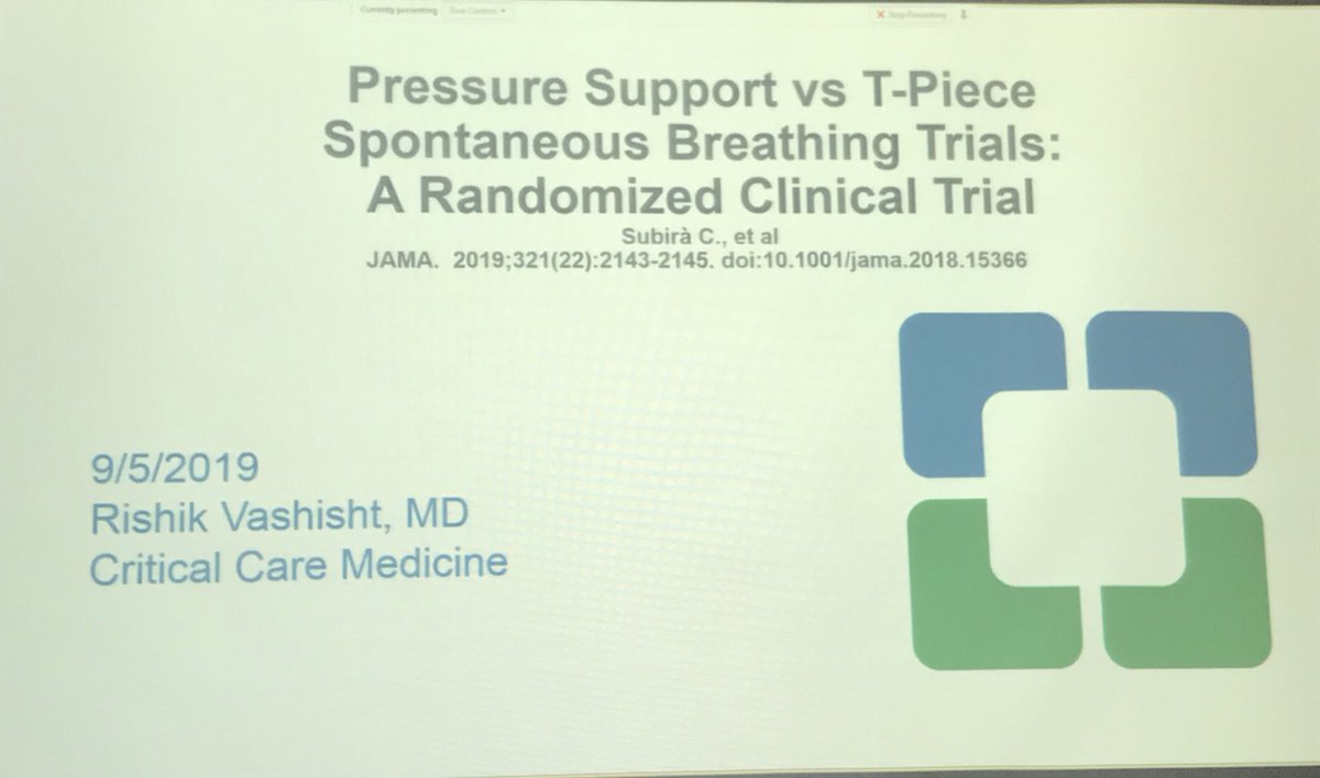 abribriesco43's tweet photo. Excited for #CleClinicRespiratory conference/Journal club on T-Piece vs PS for #VentWeaning
#TweetStorm
@NealChaisson @emireles_c @donnatanner815 @msiuba @CCF_PCCM https://t.co/qu4f6i0PV7