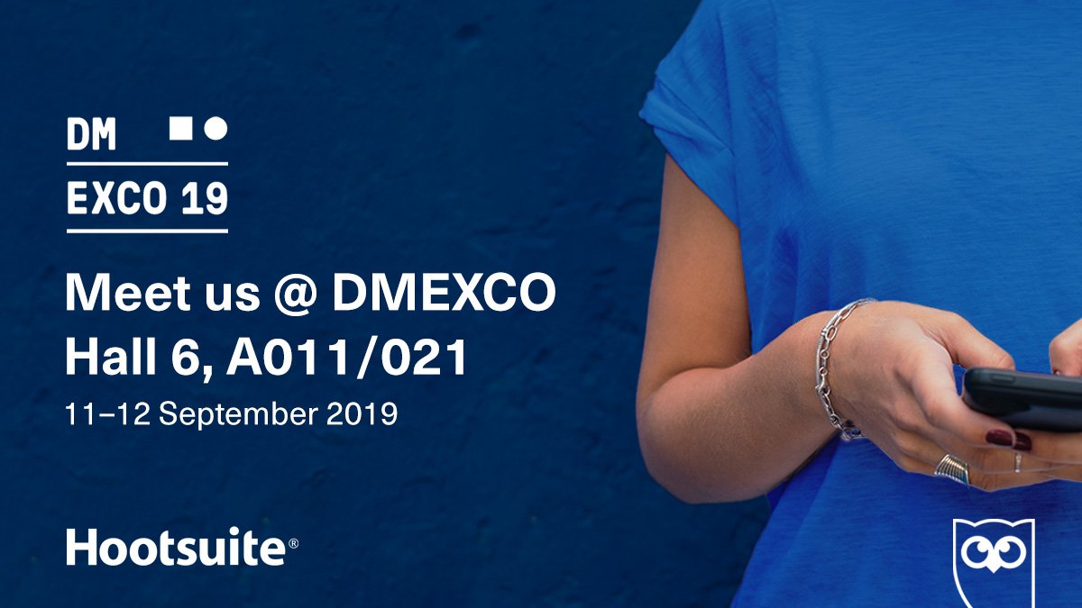 Meet us at #DMEXCO19 on the #Adobe booth in Hall 6. Learn about: the latest industry trends, what’s new in Hootsuite and the powerful integration of Hootsuite in Adobe. Register for your appointment: ow.ly/NMff101KSGK