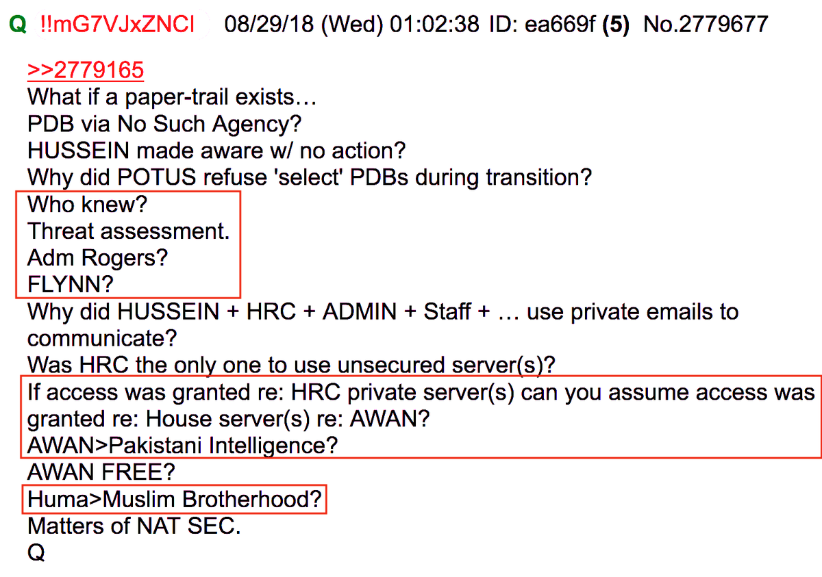 What if a paper-trail exists…HUSSEIN made aware w/ no action?POTUS refuse 'select' PDBs during transition?Threat assessment.Adm Rogers?FLYNN?Why did HUSSEIN + HRC + ADMIN + Staff + … use private emails to comm? Huma>MBrhood?Matters of NAT SEC.Q