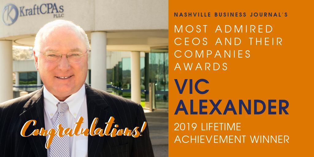 We are THRILLED to announce that our chief manager, Vic Alexander, is the <a href="/nashvillebiz/">Nashville Business Journal</a>'s 2019 Lifetime Achievement winner for their annual Most Admired CEOs &amp; Their Companies Awards. We are so proud of Vic and this year's other honorees!

ow.ly/wDRf50vYgby

#NBJCEO #NBJ