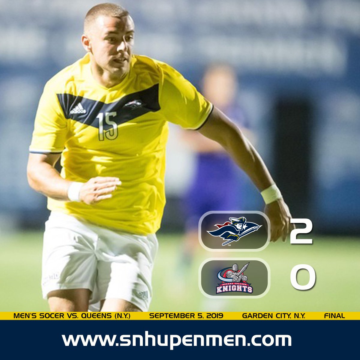 snhupenmen's tweet photo. Goncalves Guides @SNHUMensSoccer to 2-0, Season-Opening Win at Queens (N.Y.) https://t.co/aiXAzmkzJ5 https://t.co/xFX7lCCmnv