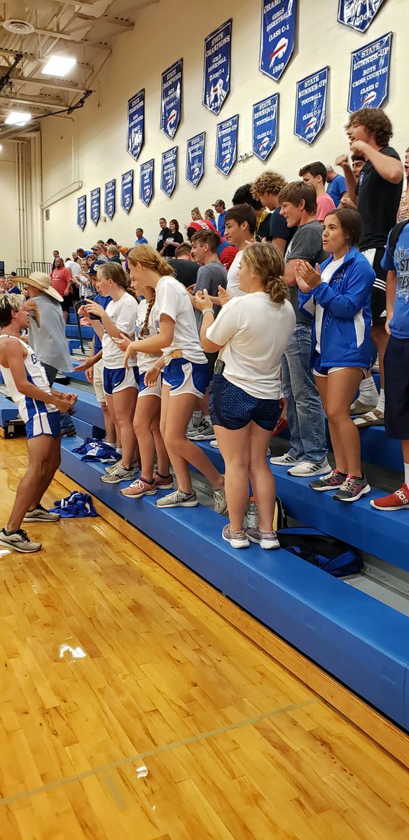 BarbGentrup's tweet photo. Gibbon Pride on display at the volleyball game! Great win Lady Buffs! Homecoming week 2019 in full force! #GHSBuffs #gpsbuffs https://t.co/X6PslWmiVS