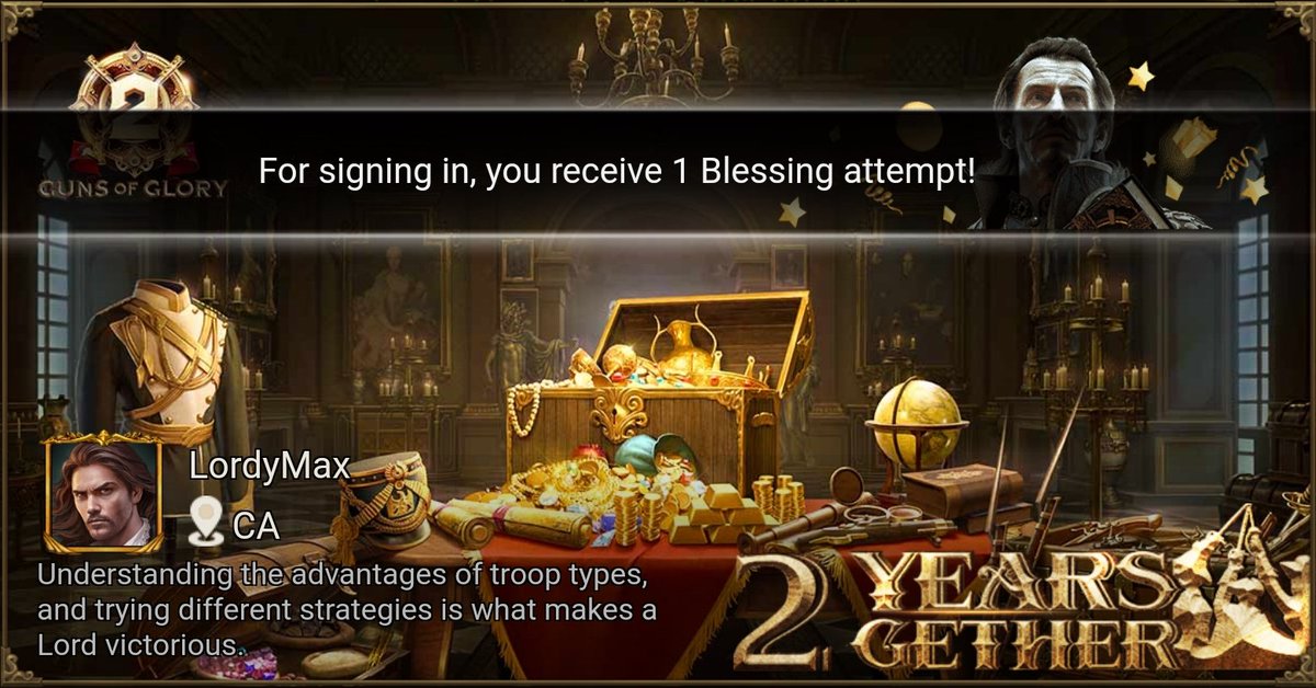 MaxleBill's tweet image. [Hot Event] Celebrate 2nd Anniversary with Guns of Glory! gog-news.kingsgroupgames.com/api/gog2ths/th…