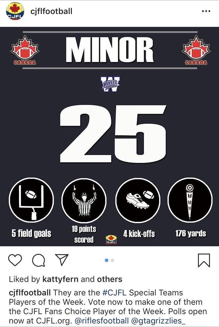 Rifles QB Riley Naujoks and Kicker Alex Minor were tremendous in Week 3 — BOTH named <a href="/CJFLnews/">CJFL News</a> Players of the Week. Just look at those numbers! 👀 #RifleUp Read more: cjfl.org/news_article/s…