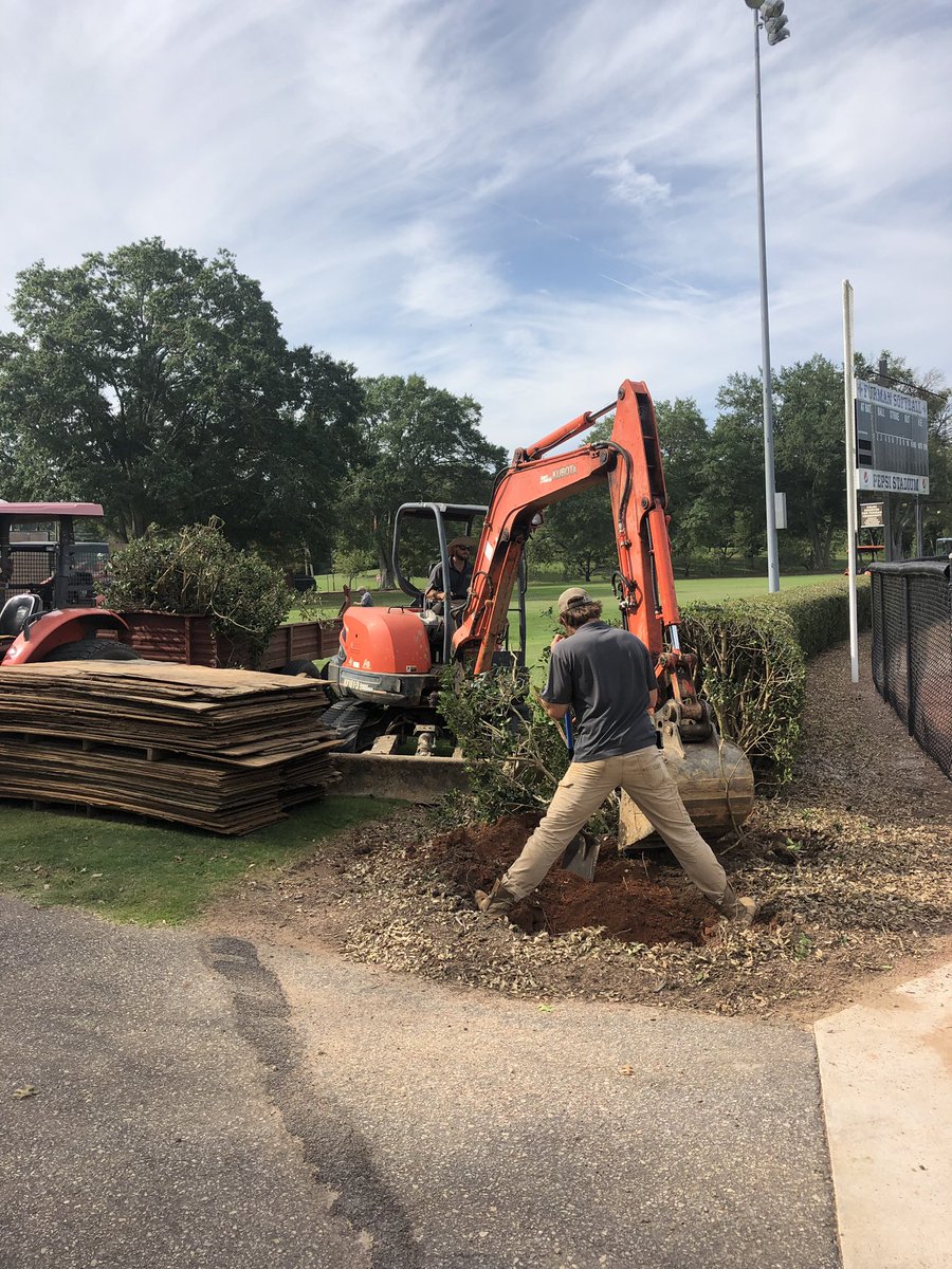 envlandgolf's tweet photo. Renovation for @FurmanSoftball starting today. Pretty tight schedule to make it happen for fall ball @david_pitts2 https://t.co/CdskS1Xqsx