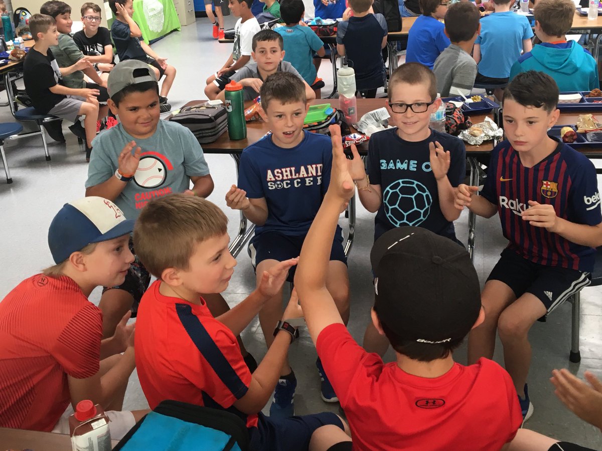 ClockerTalk's tweet photo. During our All-School assembly, I played a game with our students. The highlight of my day was seeing these guys playing it during lunch. #180DaysOfPositivity https://t.co/7mtR8q4kXn