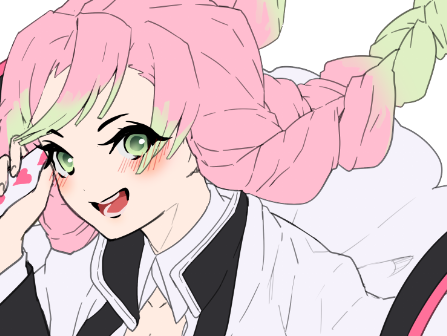 떡92さんがTwitterに投稿した甘露寺蜜璃(鬼滅の刃)のイラスト。