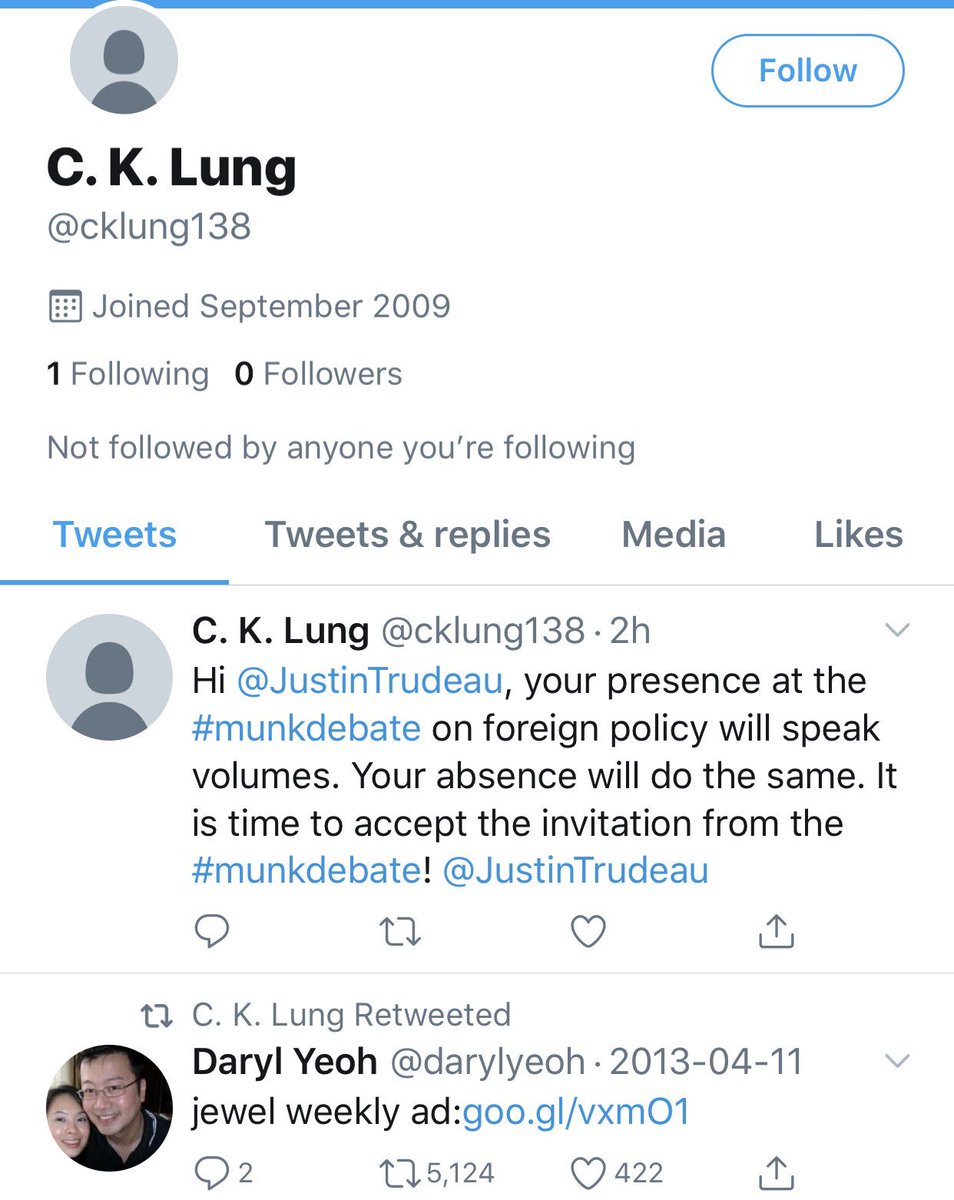 StephanieCarvin's tweet photo. Just putting this out there but a lot - and I mean A LOT of accounts tweeting about #munkdebate are tweeting similar messages. On closer inspection many have only a few followers, follow few people and have tweeted exactly ONCE. The activity around @munkdebate seems inauthentic. https://t.co/VqBZvHpNMJ