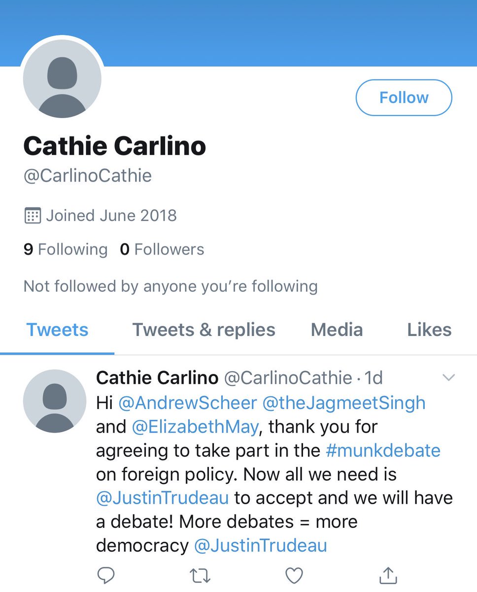 StephanieCarvin's tweet photo. Just putting this out there but a lot - and I mean A LOT of accounts tweeting about #munkdebate are tweeting similar messages. On closer inspection many have only a few followers, follow few people and have tweeted exactly ONCE. The activity around @munkdebate seems inauthentic. https://t.co/VqBZvHpNMJ