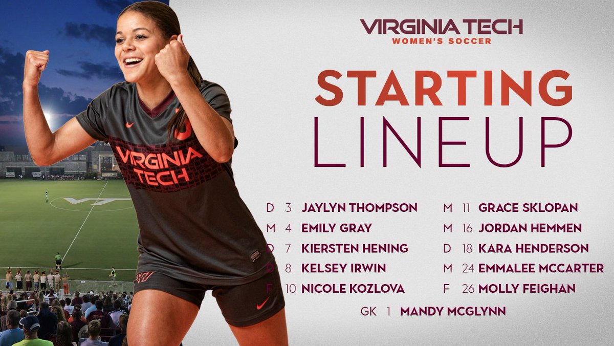HokiesWSoccer's tweet image. Tonight's starting XI for the #Hokies🦃⚽️

#LetsGo | #FinishonE⛽️