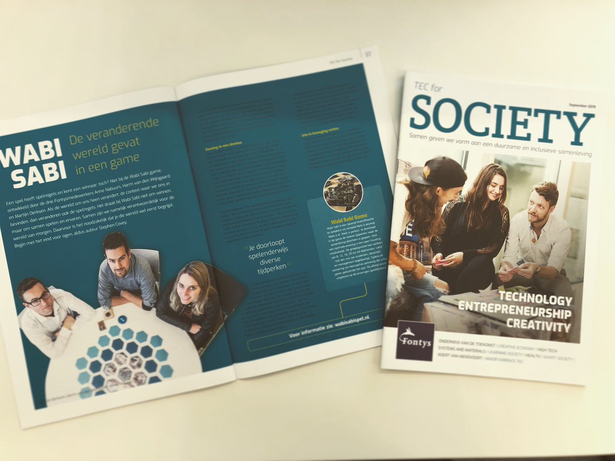 Wabi Sabi - De veranderende wereld gevat in een game. Mooi artikel in ‘TEC for Society’ magazine van Fontys Hogescholen. Trots op #fontys #fec collega’s Anne Nabuurs, @derksenmartijn en @harm_wijngaard #wijzijnfontys