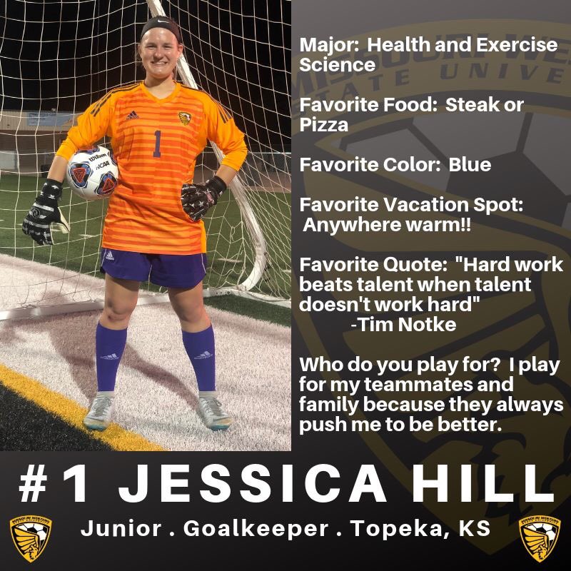 GriffonSoccer's tweet photo. One more sleep!! Let's meet our #1 Jessica Hill! Jessica is a junior goalkeeper who likes to visit anywhere that's warm ☀️🔥!! #GriffUp #GriffFamily https://t.co/UBMsjCLPTA