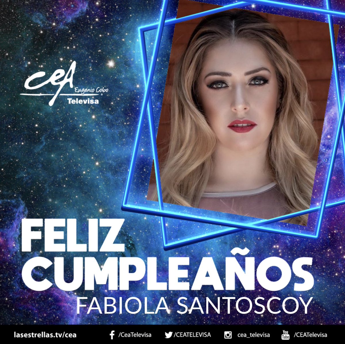 CeaTelevisa's tweet photo. ¡Muchas Felicidades a nuestra egresada @fabysantoscoy hoy en su cumpleaños le deseamos lo mejor! #TalentoCEA #OrgulloCEA #LasEstrellasNacenEnElCEA #felizcumpleaños #HBD https://t.co/8aNlhrvgUy