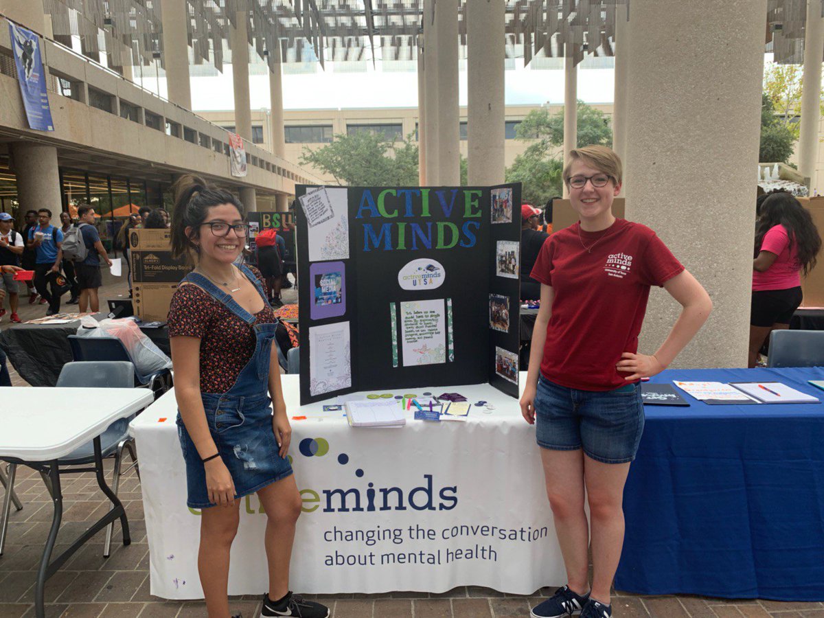 activemindsutsa's tweet photo. I hope we gained a lot of new stigma fighters at the involvement fair today! Can't wait to get this semester going with all our important projects coming up! For more information on how to get involved just contact @activemindsutsa on social media!
...
#activemindsutsa https://t.co/gCQLu1Z4GW