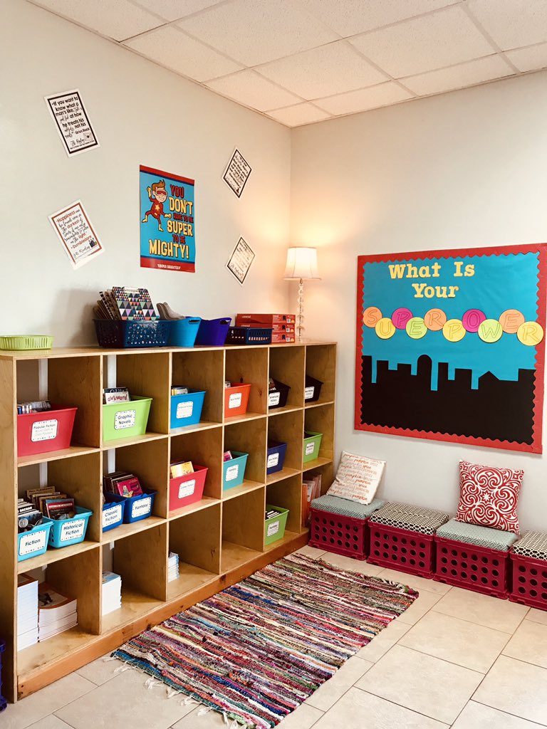 Laura4edu's tweet photo. New school, new classroom, new year! #BackToSchool2019 #readingnook #happyteacher https://t.co/vok5EmtYOY